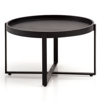 Couchtisch FineBuy Sofatisch Massivholz Schwarz 60x60x35 cm Wohnzimmertisch Rund – Ansicht 6