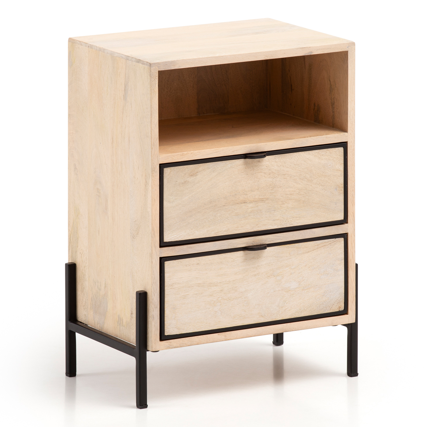 FineBuy Nachttisch Mango Massivholz / Metall 43x60x30 cm Nachtschrank Boxspringbett, Design Nachtkonsole Braun mit 2 Schubladen, Nachtkommode mit Stauraum & Metallgestell | Farbe: Braun FineBuy Nachttisch Mango Massivholz / Metall 43x60x30 cm Nachtschrank Boxspringbett, Design Nachtkonsole Braun mit 2 Schubladen, Nachtkommode mit Stauraum & Metallgestell | Farbe: Braun