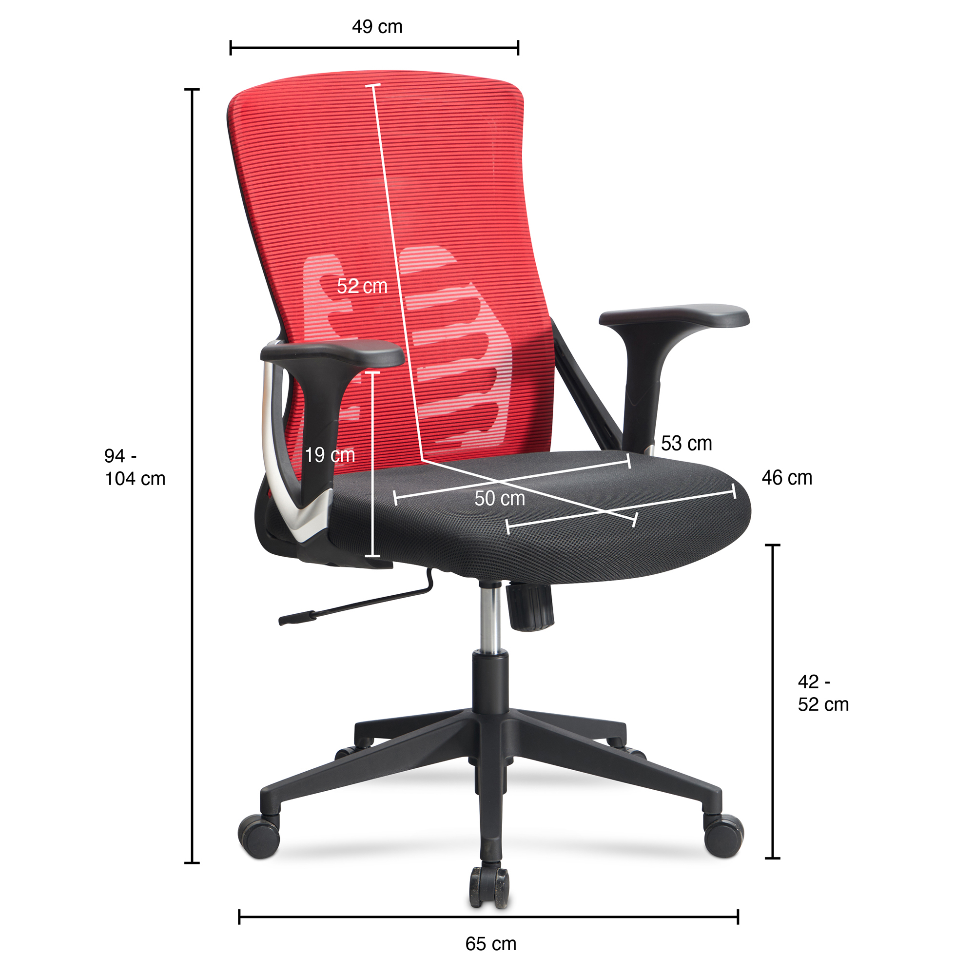 FineBuy Bürostuhl Mesh-Bezug Schreibtischstuhl bis 120 kg, Drehstuhl höhenverstellbar mit Lendenwirbelstütze, Stoff-Schreibtischsessel ergonomisch mit Armlehnen & Wippfunktion | Farbe: Schwarz