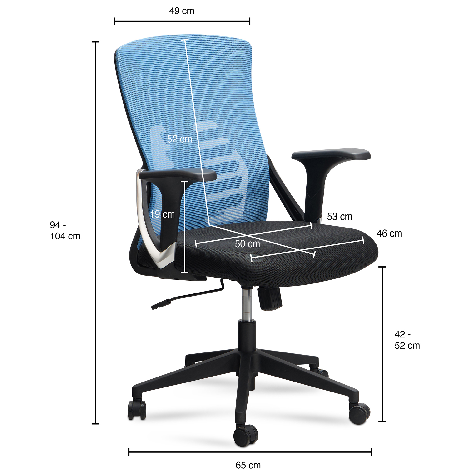 FineBuy Bürostuhl Mesh-Bezug Schreibtischstuhl bis 120 kg, Drehstuhl höhenverstellbar mit Lendenwirbelstütze, Stoff-Schreibtischsessel ergonomisch mit Armlehnen & Wippfunktion | Farbe: Schwarz