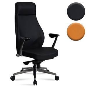 FineBuy Bürostuhl Kunstleder-Bezug Schreibtischstuhl bis 120 kg, Design Chefsessel höhenverstellbar, Drehstuhl ergonomisch mit Armlehnen & hoher Rückenlehne, Wippfunktion