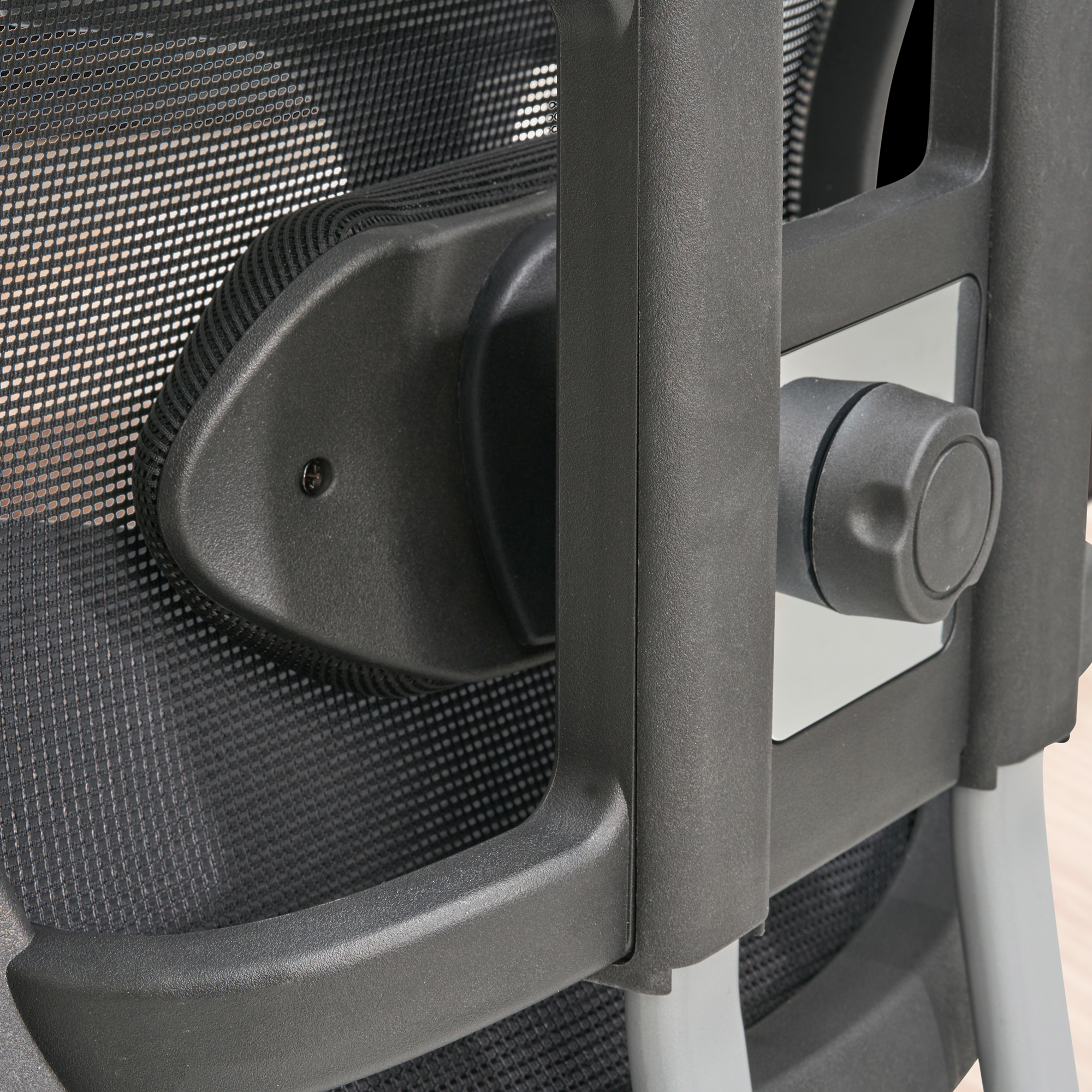 FineBuy Bürostuhl Schwarz Mesh-Bezug Schreibtischstuhl bis 120 kg mit Kopfstütze, Drehstuhl höhenverstellbar mit Lendenwirbelstütze, Stoff-Schreibtischsessel ergonomisch mit Wippfunktion | Farbe: Schwarz