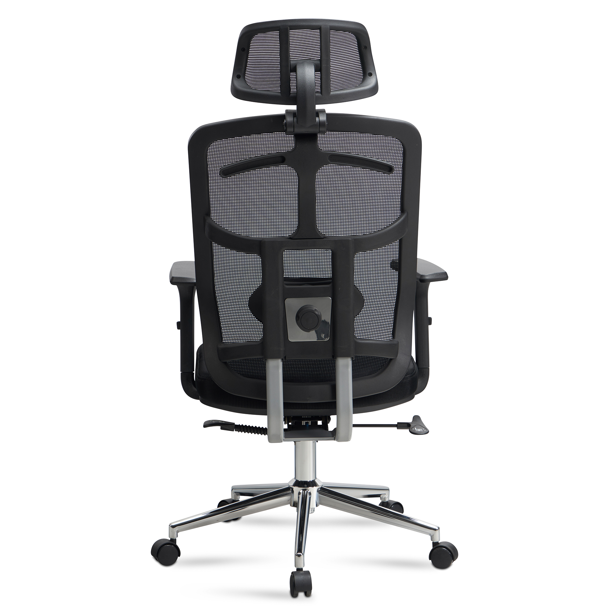 FineBuy Bürostuhl Schwarz Mesh-Bezug Schreibtischstuhl bis 120 kg mit Kopfstütze, Drehstuhl höhenverstellbar mit Lendenwirbelstütze, Stoff-Schreibtischsessel ergonomisch mit Wippfunktion | Farbe: Schwarz