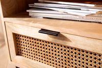 Nachtkonsole Massivholz Rattan Nachttisch Schublade Ablage Nachtkästchen BOHO – Ansicht 4