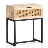 Nachtkonsole Massivholz Rattan Nachttisch Schublade Nachtkästchen Boxspringbett – Ansicht 6