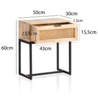 Nachtkonsole Massivholz Rattan Nachttisch Schublade Nachtkästchen Boxspringbett – Ansicht 3