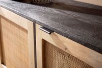 Massivholz Sideboard 175cm Mango Design Kommode mit 3 Rattan Wiener Geflecht Türen Schwarz – Ansicht 4