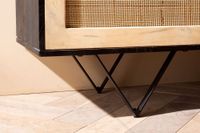 Massivholz Sideboard 175cm Mango Design Kommode mit 3 Rattan Wiener Geflecht Türen Schwarz – Ansicht 5