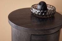 Massivholz Kommode mit Schubladen aus Mango Holz Schubladenkommode rund Schwarz – Ansicht 4