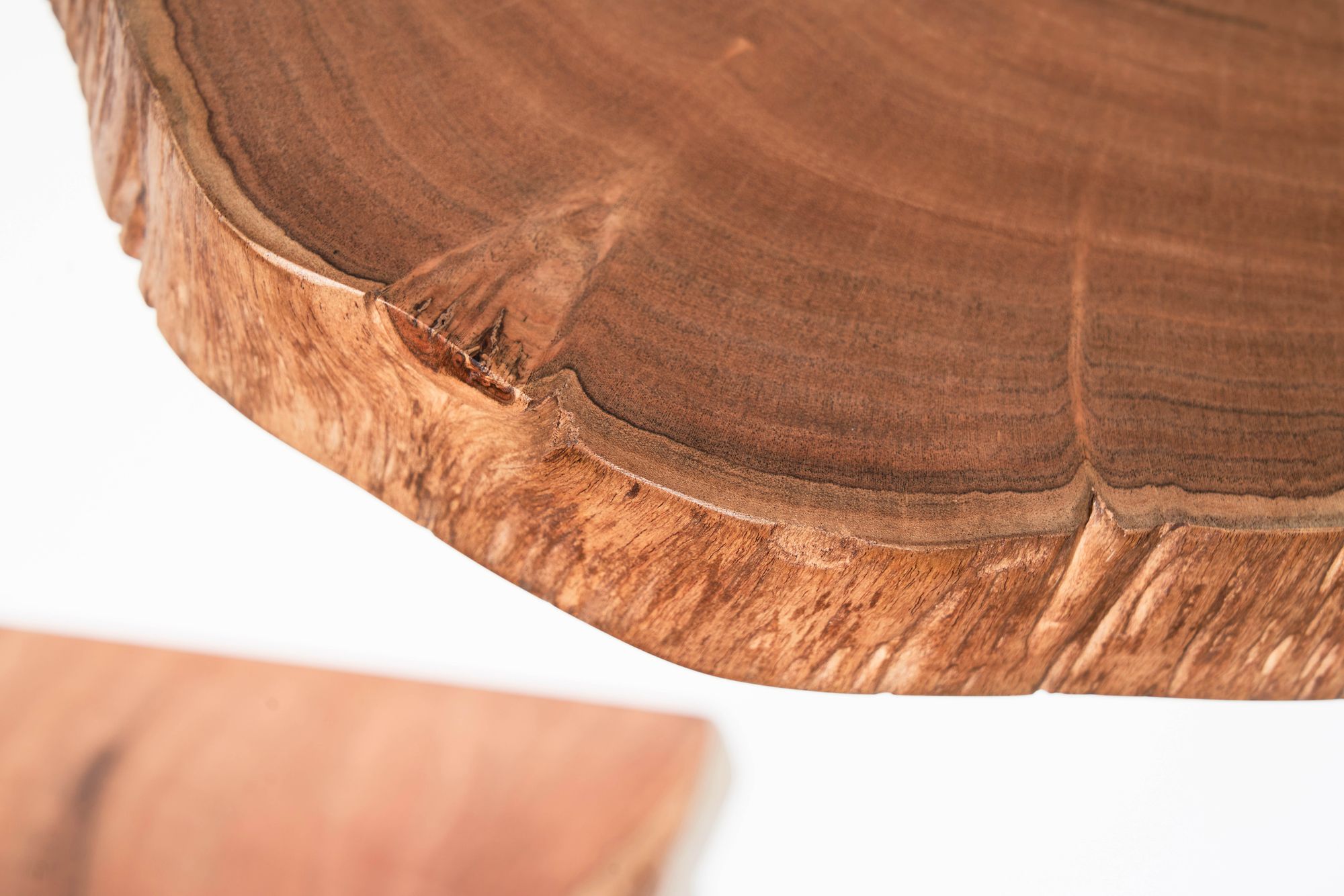 FineBuy Wandregal 3er Set Akazie Vollholz Hängeregal Baumscheibe, Natur Pflanzentreppe für die Wand, Schweberegal Hängend mit Baumkante, Blumentreppe Baumstamm Modern | Farbe: Braun