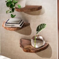 Wandregal FineBuy Pflanzentreppe 3er Set Akazie Vollholz Baumscheibe Wand – Ansicht 1