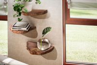 Wandregal FineBuy Pflanzentreppe 3er Set Akazie Vollholz Baumscheibe Wand – Ansicht 2