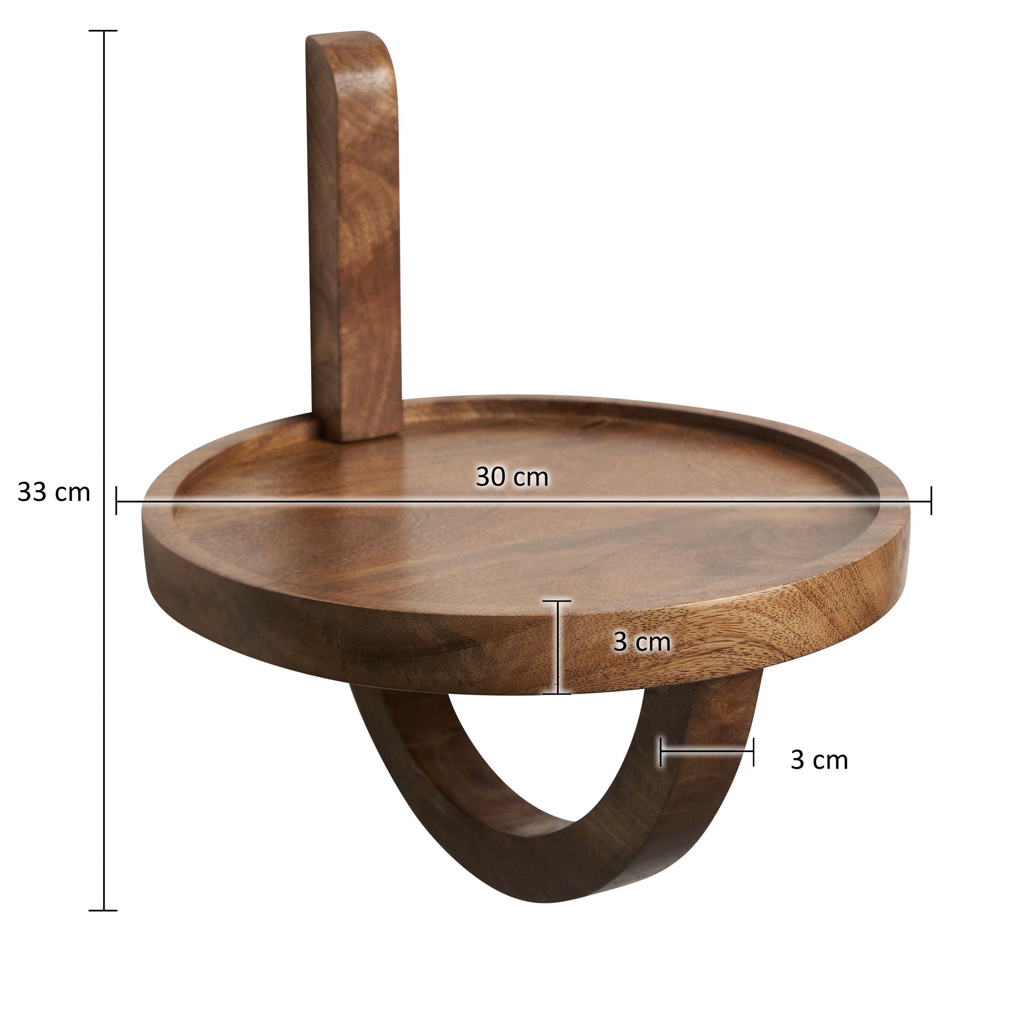 FineBuy Wandregal 30x33x30 cm Mango Massivholz Hängeregal Rund Modern, Design Nachttisch für die Wand, Regal Hängend, Akzentregal Wohnzimmer | Farbe: Braun