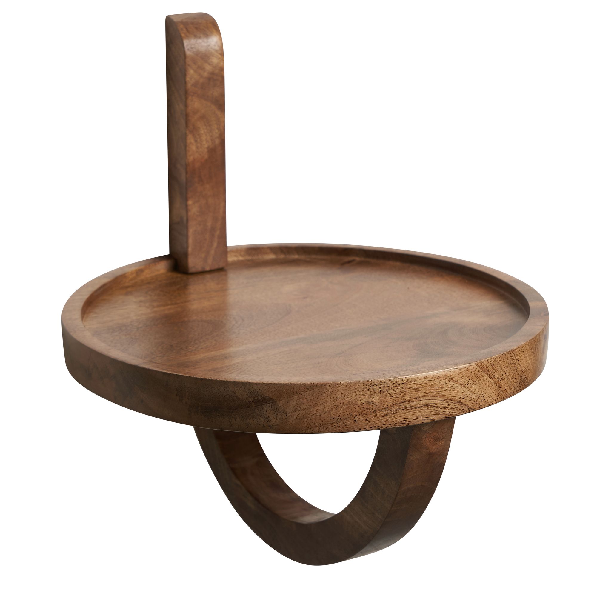 FineBuy Wandregal 30x33x30 cm Mango Massivholz Hängeregal Rund Modern, Design Nachttisch für die Wand, Regal Hängend, Akzentregal Wohnzimmer | Farbe: Braun