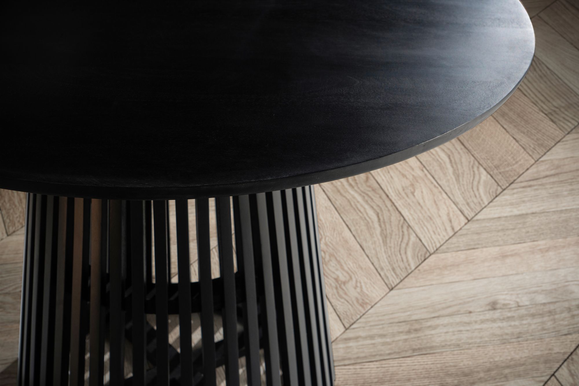 Esstisch rund Ø 120 Massivholz Schwarz Esszimmertisch Design Küchentisch massiv – Ansicht 4