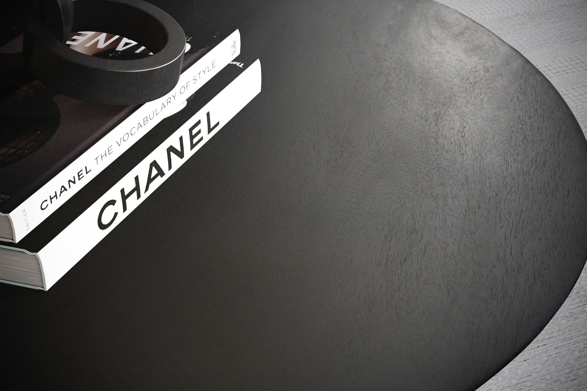 FineBuy Couchtisch Mango Massivholz rund Ø 60 cm Schwarz · Moderner Wohnzimmertisch mit offenem Gittergestell · Handgefertigter Sofatisch im Fächer Japandi Design aus Echtholz | Farbe: Schwarz