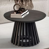 Couchtisch FineBuy Sofatisch Massivholz Schwarz 60x60x41cm Wohnzimmertisch Rund – Ansicht 1