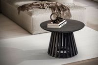 Couchtisch FineBuy Sofatisch Massivholz Schwarz 60x60x41cm Wohnzimmertisch Rund – Ansicht 2
