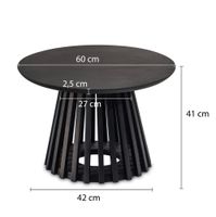 Couchtisch FineBuy Sofatisch Massivholz Schwarz 60x60x41cm Wohnzimmertisch Rund – Ansicht 3