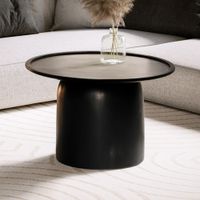 Couchtisch FineBuy Sofatisch Massivholz Schwarz 60x60x40 cm Wohnzimmertisch Rund – Ansicht 1