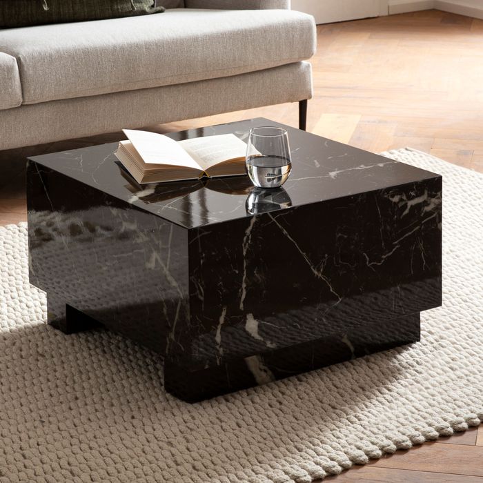 Couchtisch FineBuy Sofatisch MONOBLOC Marmor Optik 60x60x35 cm Wohnzimmertisch