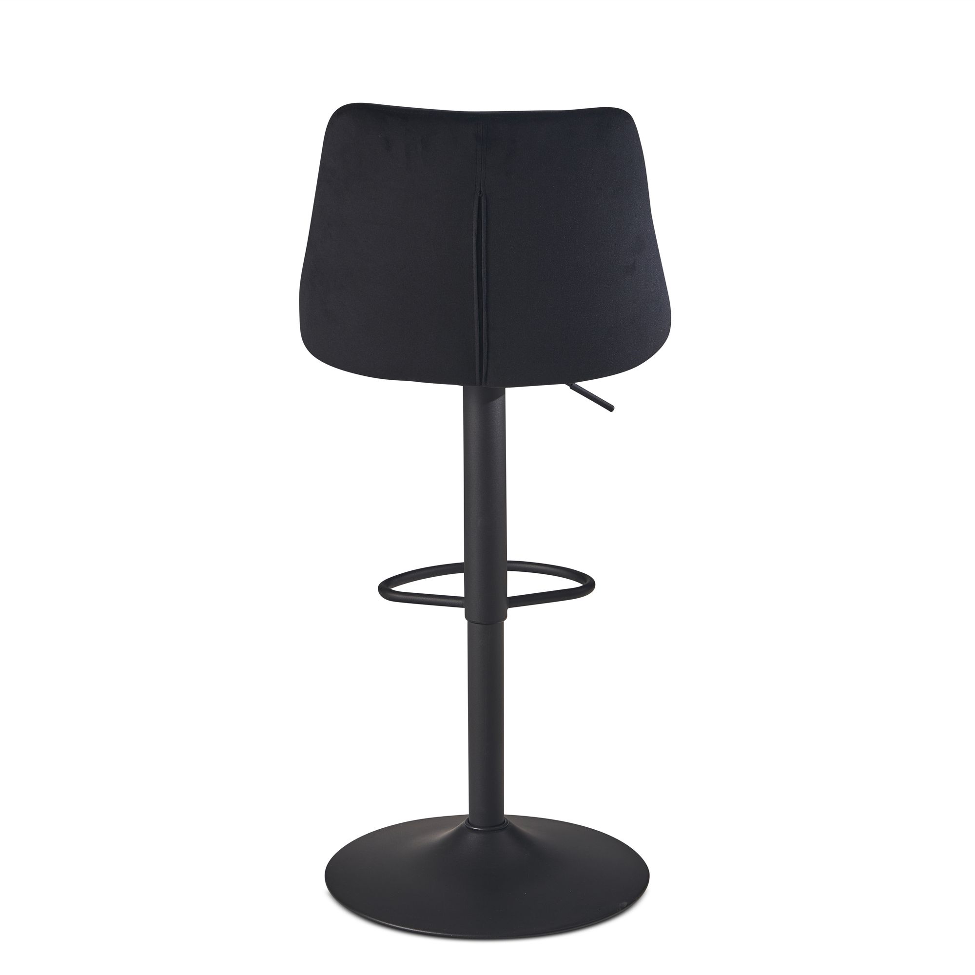 FineBuy Barhocker Samt Hocker mit Lehne 86 - 106 cm, Küchenhocker Höhenverstellbar Modern 100 kg, Design Barstuhl Tresenhocker mit Metall-Trompetenfuß, Bistrohocker Gepolstert | Farbe: Schwarz