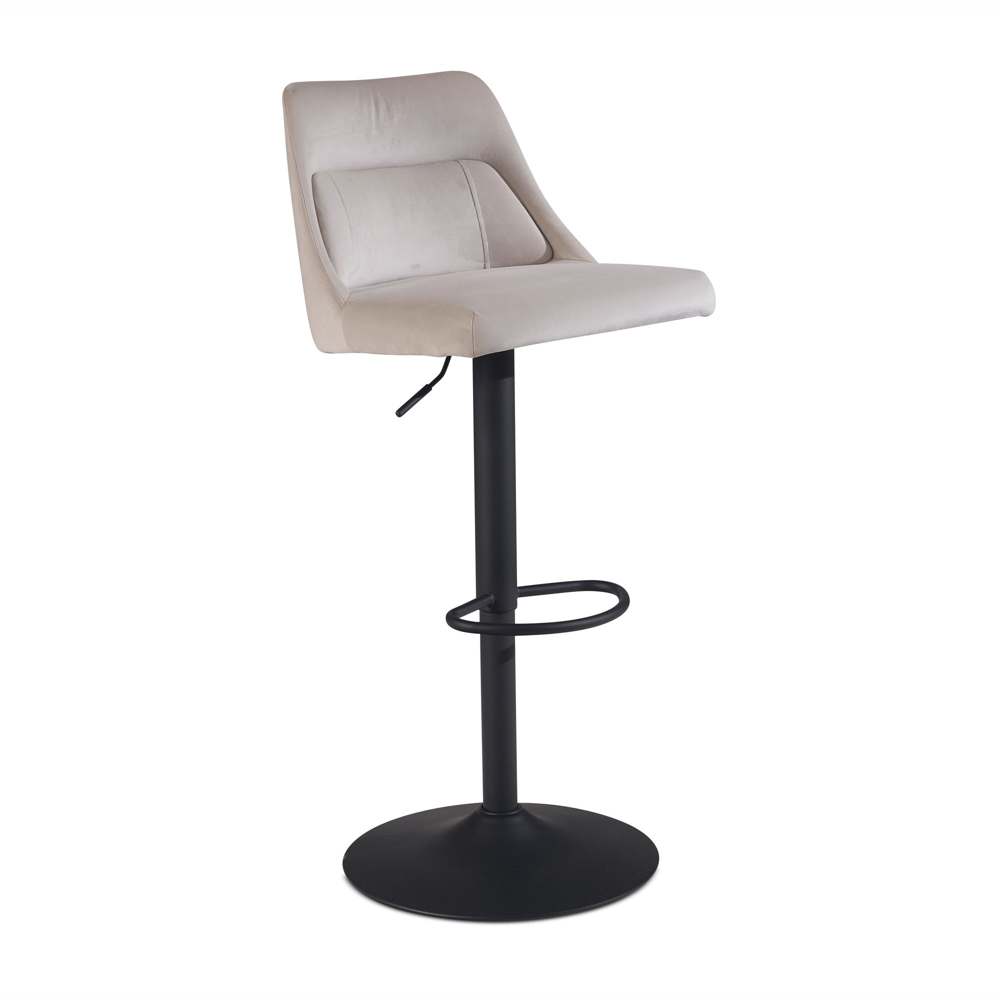 FineBuy Barhocker Samt Hocker mit Lehne 86 - 106 cm, Küchenhocker Höhenverstellbar Modern 100 kg, Design Barstuhl Tresenhocker mit Metall-Trompetenfuß, Bistrohocker Gepolstert | Farbe: Schwarz