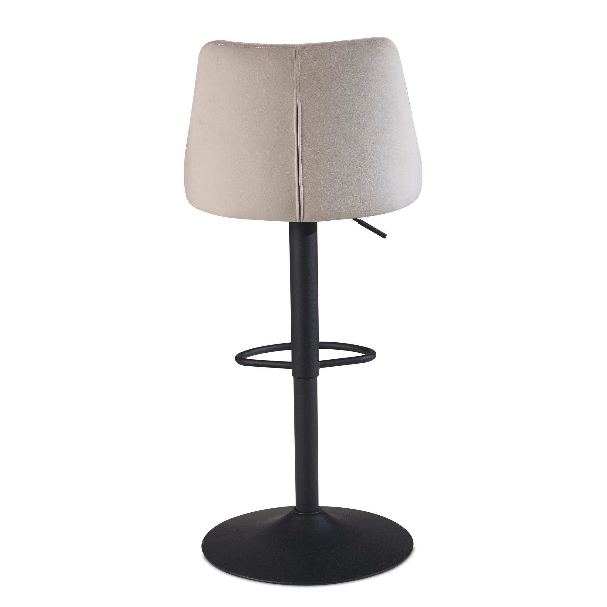 FineBuy Barhocker Samt Hocker mit Lehne 86 - 106 cm, Küchenhocker Höhenverstellbar Modern 100 kg, Design Barstuhl Tresenhocker mit Metall-Trompetenfuß, Bistrohocker Gepolstert | Farbe: Schwarz