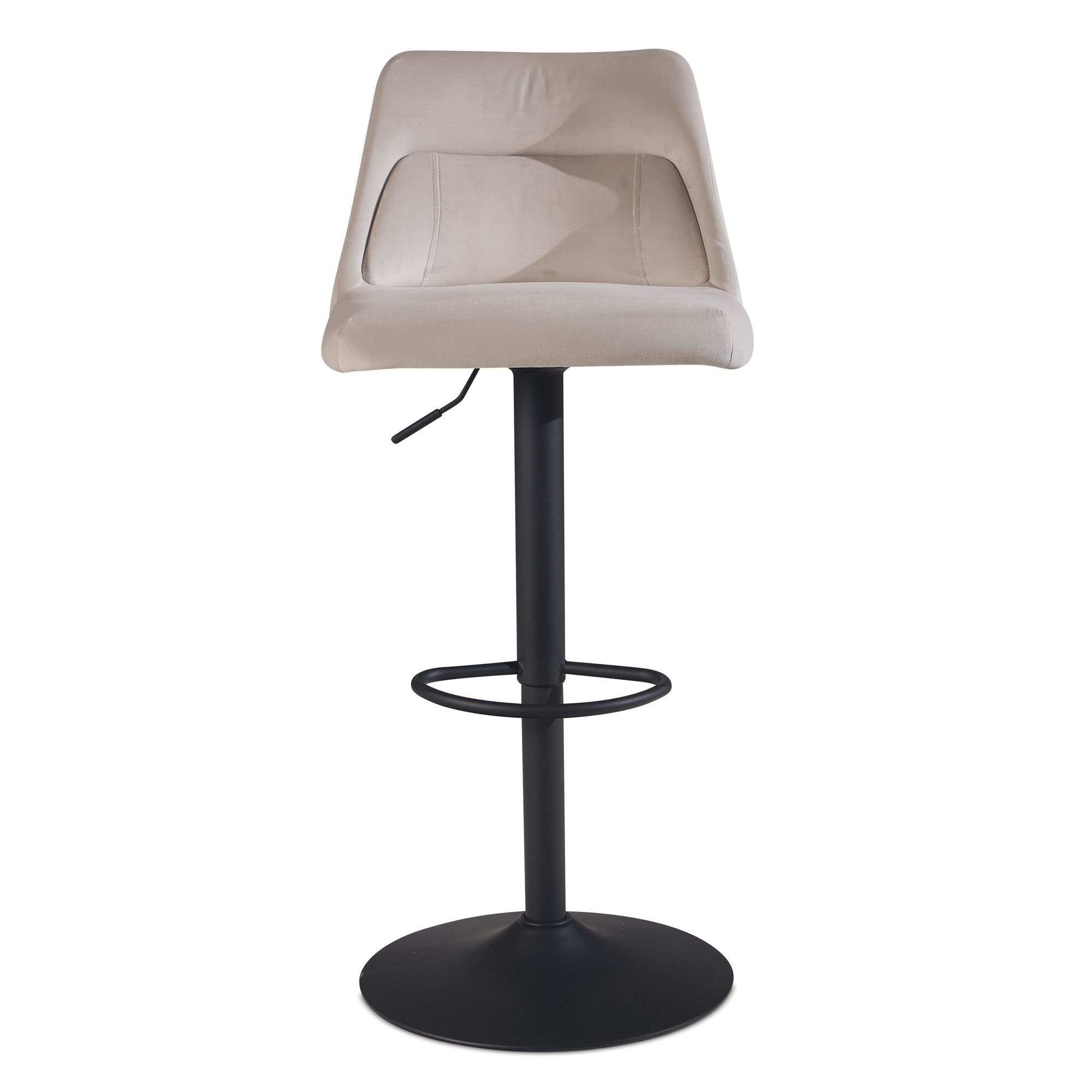 FineBuy Barhocker Samt Hocker mit Lehne 86 - 106 cm, Küchenhocker Höhenverstellbar Modern 100 kg, Design Barstuhl Tresenhocker mit Metall-Trompetenfuß, Bistrohocker Gepolstert | Farbe: Schwarz