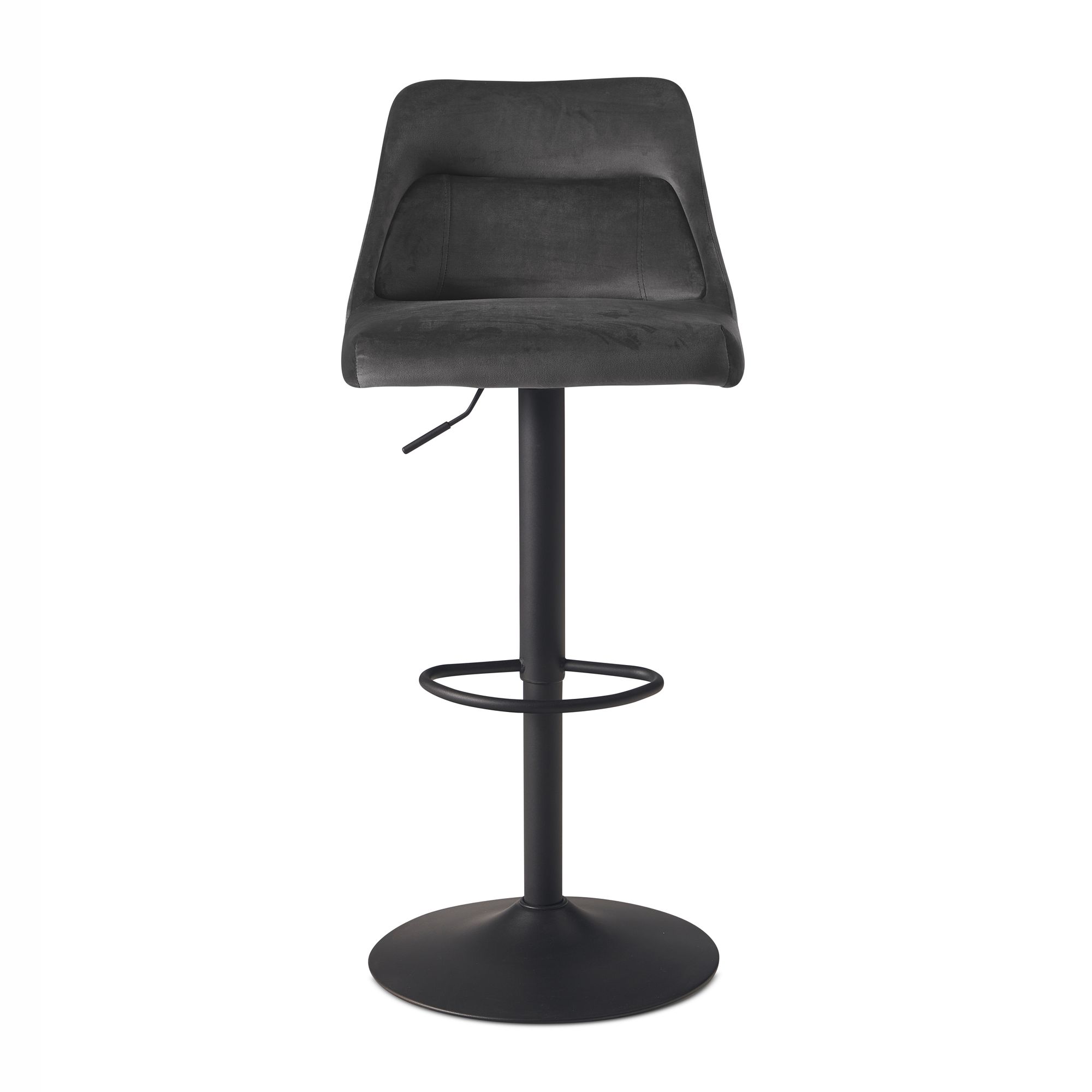 FineBuy Barhocker Samt Hocker mit Lehne 86 - 106 cm, Küchenhocker Höhenverstellbar Modern 100 kg, Design Barstuhl Tresenhocker mit Metall-Trompetenfuß, Bistrohocker Gepolstert | Farbe: Schwarz