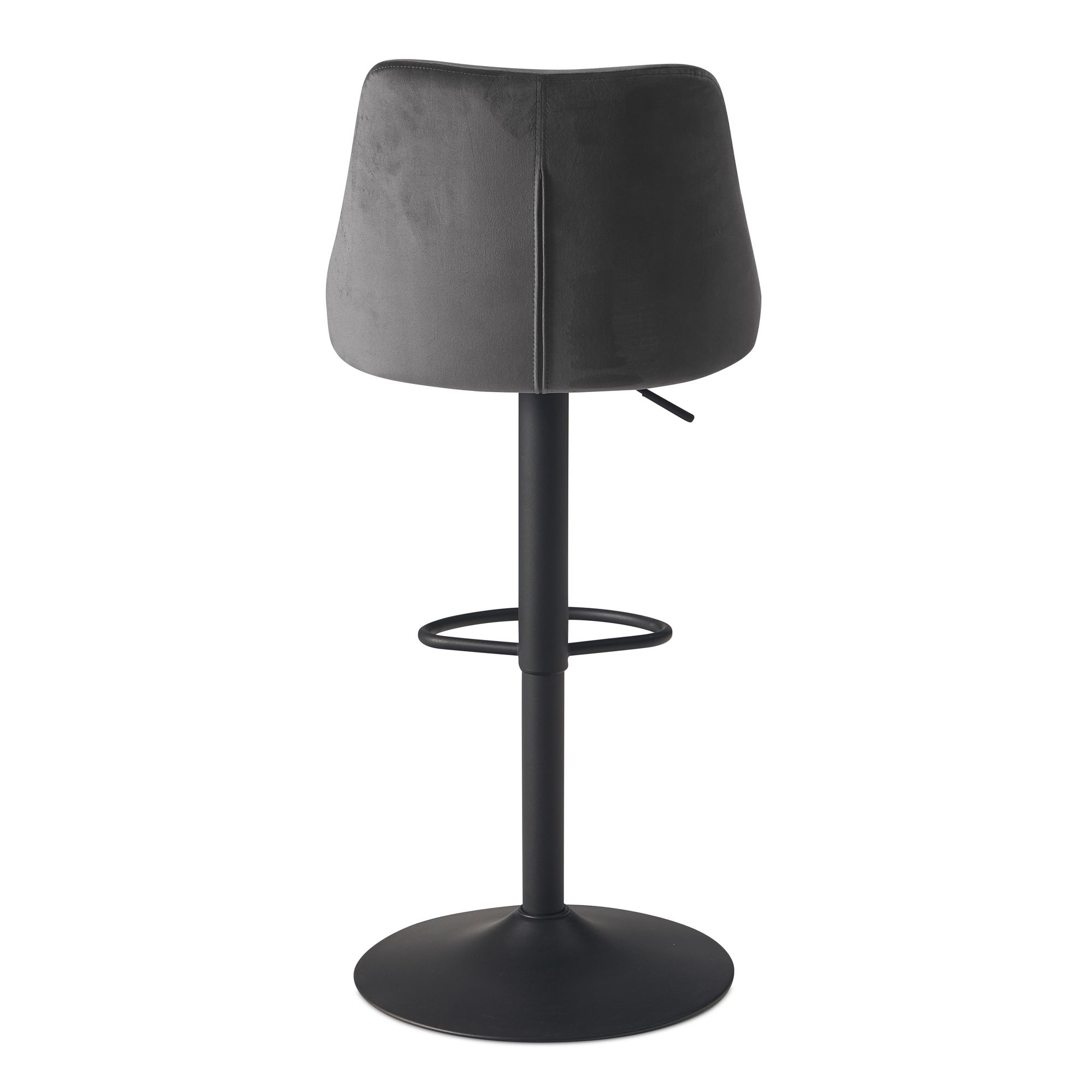FineBuy Barhocker Samt Hocker mit Lehne 86 - 106 cm, Küchenhocker Höhenverstellbar Modern 100 kg, Design Barstuhl Tresenhocker mit Metall-Trompetenfuß, Bistrohocker Gepolstert | Farbe: Schwarz