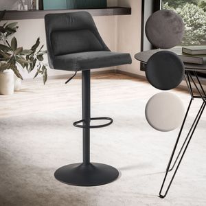 SV99303 FineBuy Barhocker Samt Hocker mit Lehne 86 - 106 cm, Küchenhocker Höhenverstellbar Modern 100 kg, Design Barstuhl Tresenhocker mit Metall-Trompetenfuß, Bistrohocker Gepolstert