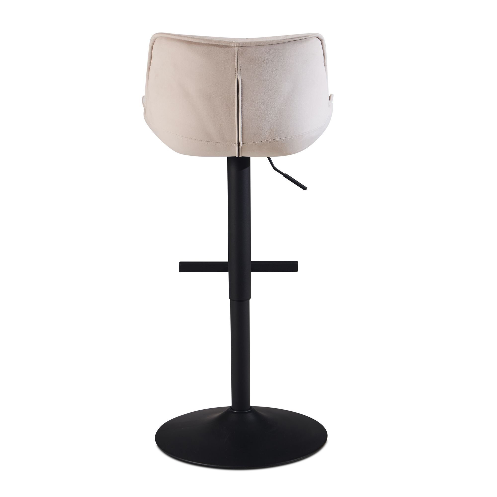 FineBuy Barhocker Samt Hocker mit Lehne 86 - 106 cm, Küchenhocker Höhenverstellbar Modern 100 kg, Design Barstuhl Tresenhocker mit Metall-Trompetenfuß, Bistrohocker Gepolstert | Farbe: Beige