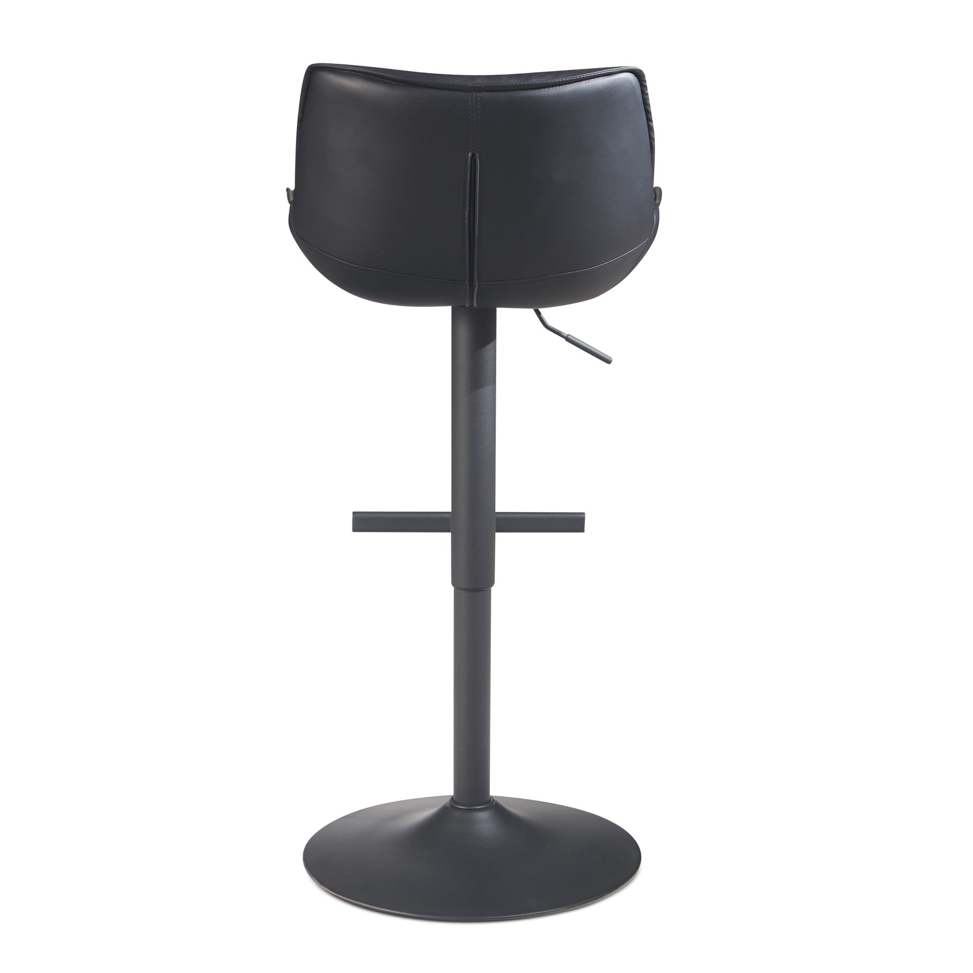 FineBuy Barhocker Kunstleder Schwarz Hocker mit Lehne 86 - 106 cm, Küchenhocker Höhenverstellbar Modern 100 kg, Design Barstuhl Tresenhocker mit Metall-Trompetenfuß, Bistrohocker Gepolstert | Farbe: Schwarz