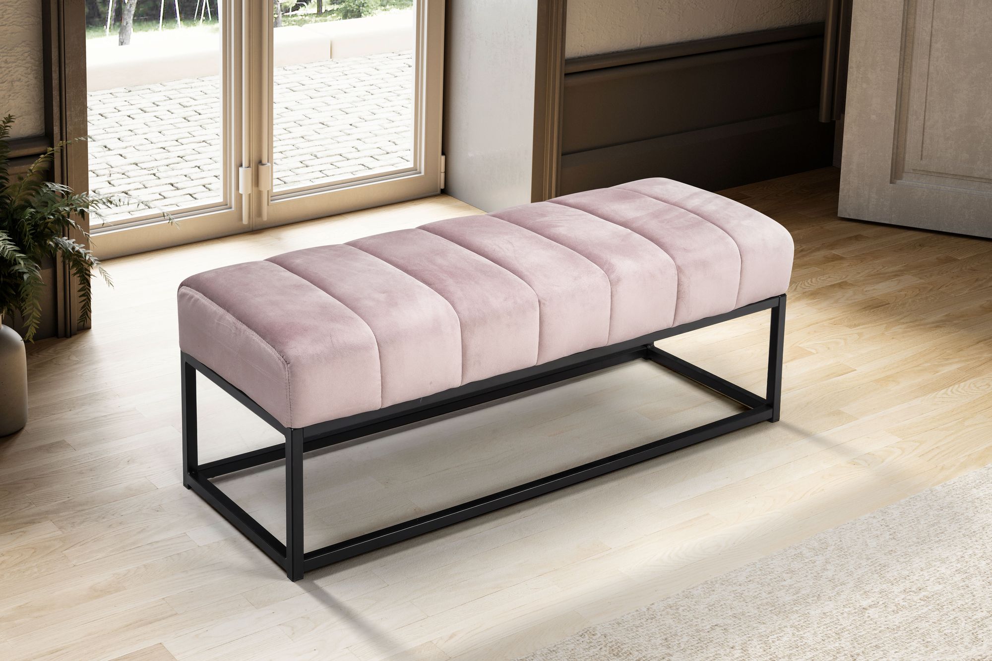 FineBuy gepolsterte Sitzbank 108 cm Samt - Polsterbank für Garderobe Schlafzimmer & Wohnzimmer - Garderobenbank Eingangsbereich - Bettbank | Farbe: Rosa FineBuy gepolsterte Sitzbank 108 cm Samt - Polsterbank für Garderobe Schlafzimmer & Wohnzimmer - Garderobenbank Eingangsbereich - Bettbank | Farbe: Rosa