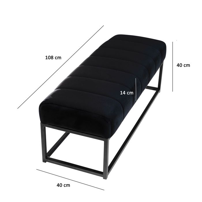 Sitzbank FineBuy Polsterbank Samt 108 cm Bettbank Flurbank Modern Bank Garderobe – Maßzeichnung