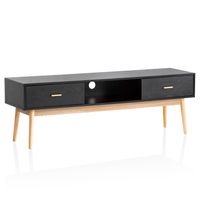 Lowboard FineBuy TV Schrank 150 cm Schwarz Schubladen Fernsehkommode Eiche – Ansicht 6