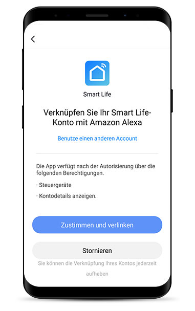 Echo mit Smart Life verknüpfung zustimmen