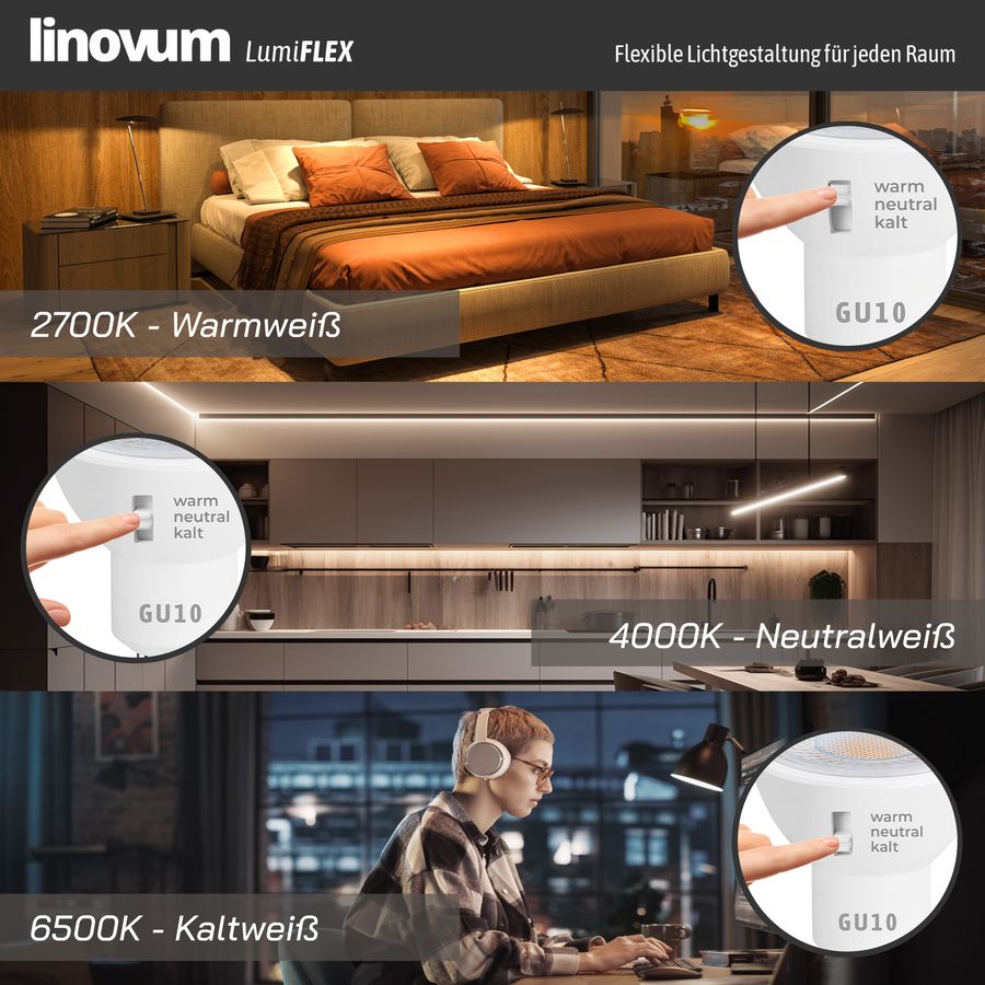10 Stück LED Einbaustrahler weiß rund schwenkbar Spot inkl. LED GU10 6W LumiFLEX Lichtfarbe warm / neutral / kalt 10 Stück LED Einbaustrahler weiß rund schwenkbar Spot inkl. LED GU10 6W LumiFLEX Lichtfarbe warm / neutral / kalt