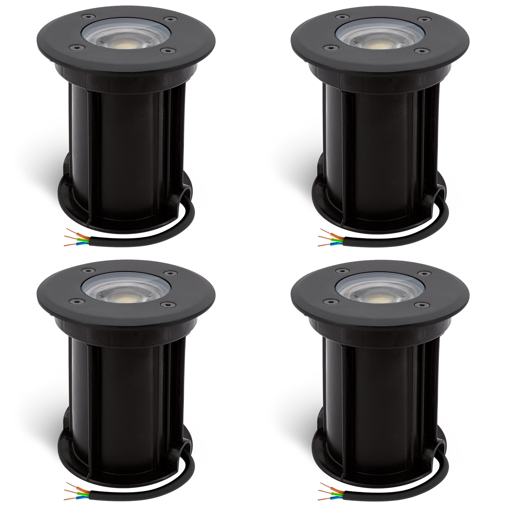 4 Stück BORU LED Boden Außenstrahler mit LED GU10 3W neutralweiß Spot