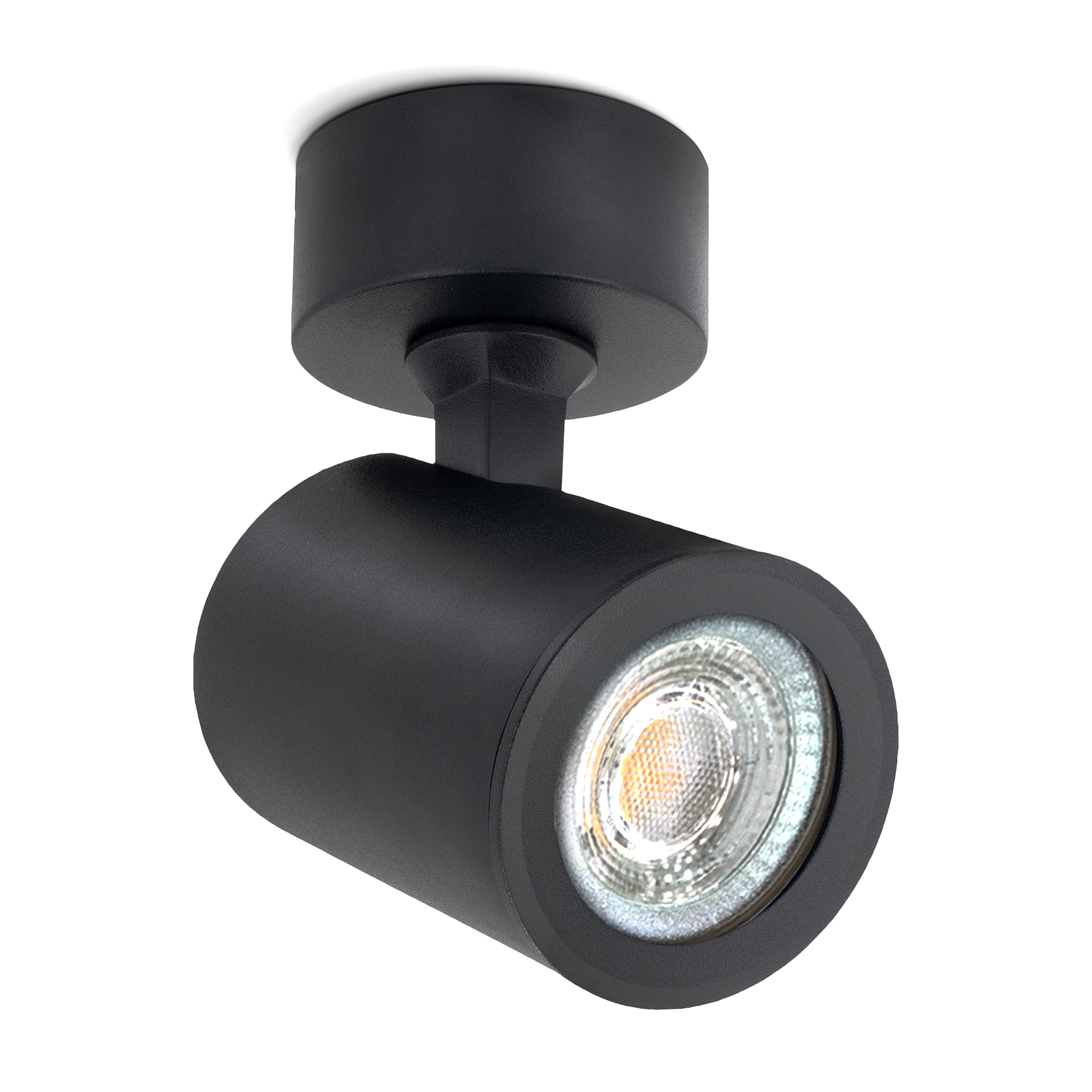 linovum TENJO Strahler Deckenleuchte 1 flammig schwarz Spot Wandspot schwenkbar mit LED GU10 5W warmweiß enger Abstrahlwinkel