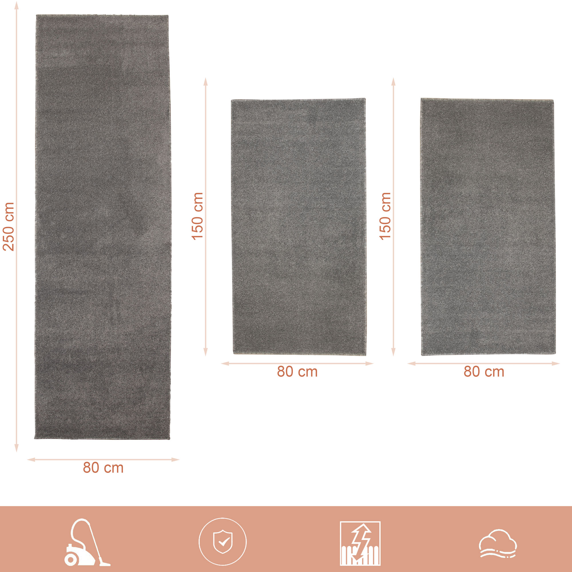 Bettumrandung Teppich 3 teilig Uni Läuferset Kurzflor Einfarbig Farbe Hellgrau Bettumrandung Teppich 3 teilig Uni Läuferset Kurzflor Einfarbig Farbe Hellgrau