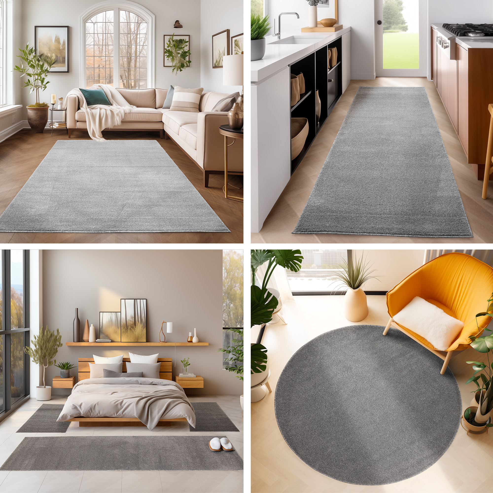 Bettumrandung Teppich 3 teilig Uni Läuferset Kurzflor Einfarbig Farbe Hellgrau Bettumrandung Teppich 3 teilig Uni Läuferset Kurzflor Einfarbig Farbe Hellgrau