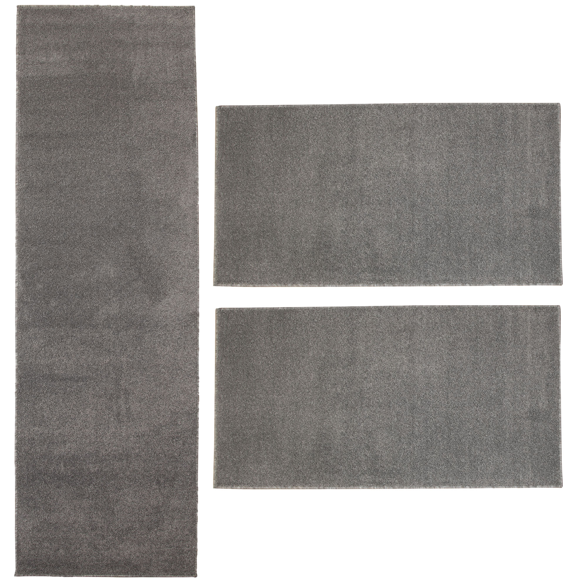 Bettumrandung Teppich 3 teilig Uni Läuferset Kurzflor Einfarbig Farbe Hellgrau Bettumrandung Teppich 3 teilig Uni Läuferset Kurzflor Einfarbig Farbe Hellgrau