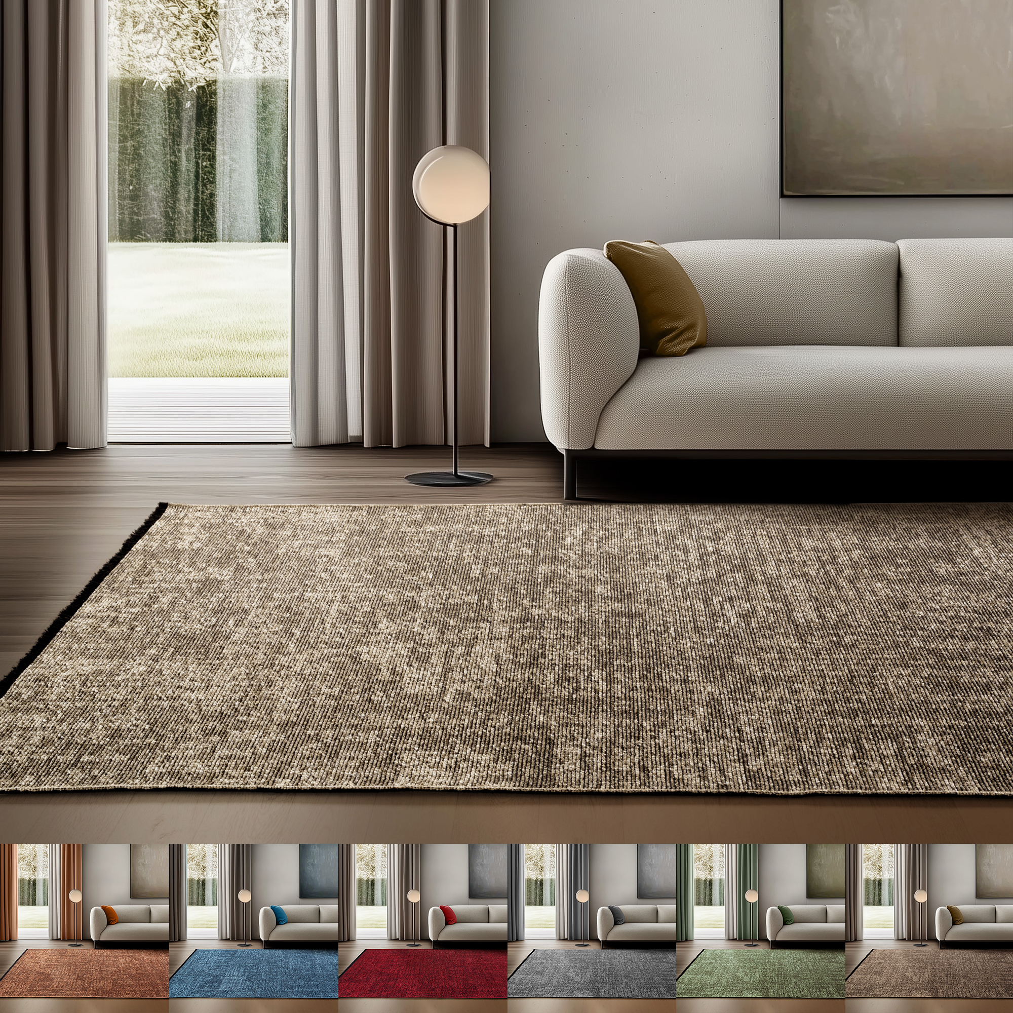 SIMPEX Vintage Teppich Baumwolle Waschbar, Kurzflor, Rut...