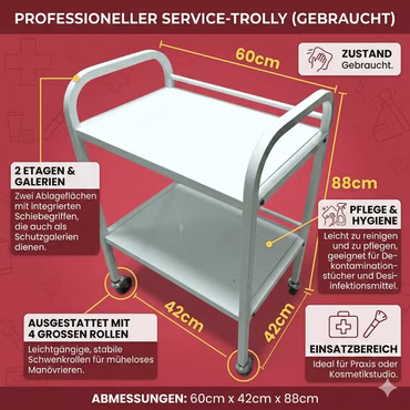 Service  Rollwagen - Trolly für Zahnarzt/ Praxis - Kosmetikwagen Arbeitswagen