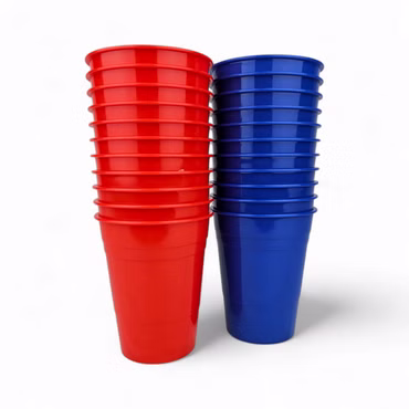 Mehrwegbecher-Set – 22 Partybecher (11x Rot & 11x Blau) | Robuste Kunststoffbecher | Wiederverwendbar | Ideal für Partyspiele, Festivals & Events