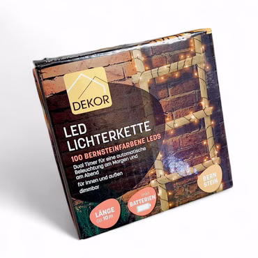 LED Lichterkette 10m mit 100 LEDs Dimmbar Timer Innen & Außen inkl. Batterien