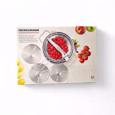 FACKELMANN Passiergerät Edelstahl 3 Scheiben Passier mühle Marmelade Obstmühle
