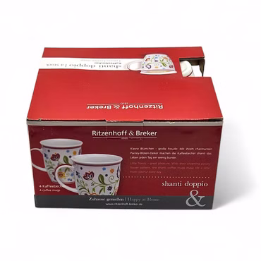 Ritzenhoff & Breker Kaffeebecher Shanti Doppio 4er Set 350ml Porzellan Tassen...